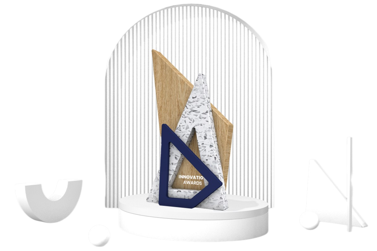 Trophée sur mesure bois et terrazzo — ARTEMPO